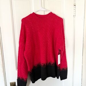 JCPenney Red and Black Crew Neck Sweater